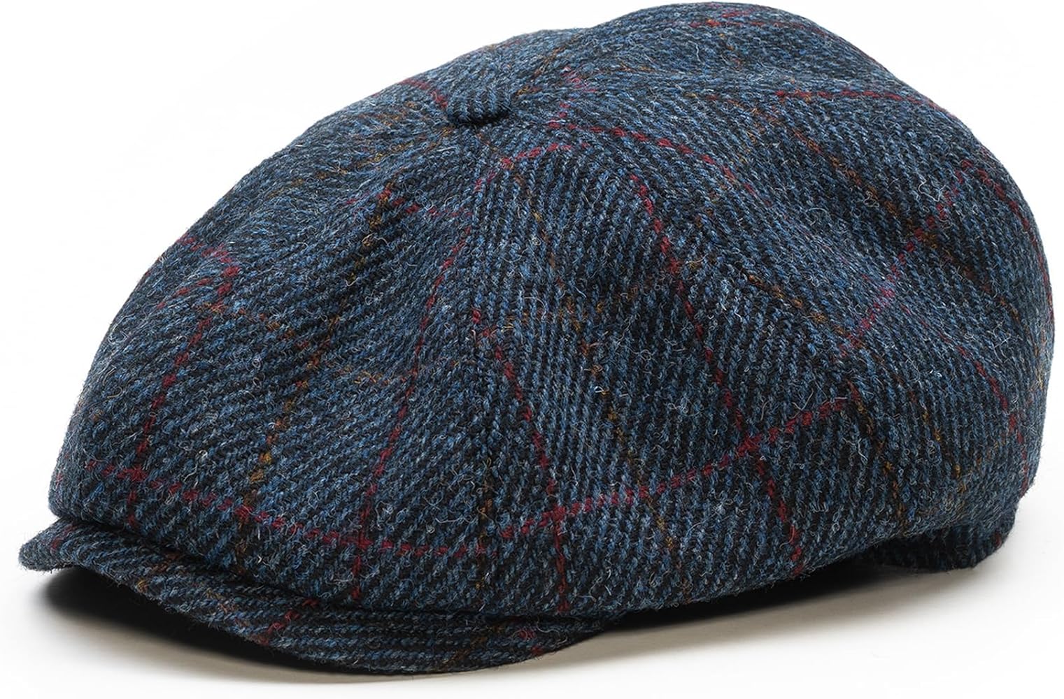 Sterkowski Shelby Newsboy Harris Tweed Cap US 6 3/4 Blue/Red Check